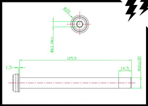 E-THRU ROAD FRONT THRU AXLE 12mm X 100MM (axle)/L. 125.5mm X 1.5MM 27G (T17)