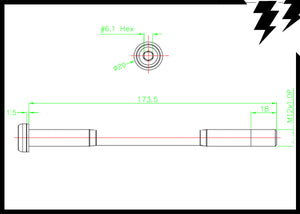 SCOTT/SANTA CRUZ STYLE REAR  BOOST THRU AXLE 12mm x 148mm(axle) x 1.0mm L. 173.5mm 39G (T13)