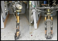 Cycle/Bike Fork holder/mount for car roof rack/van floor + 4 fork axle adaptors
