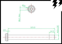 E-THRU ROAD FRONT THRU AXLE 12mm X 100MM (axle)/L. 123.5mm X 1.5MM 27G (T16)